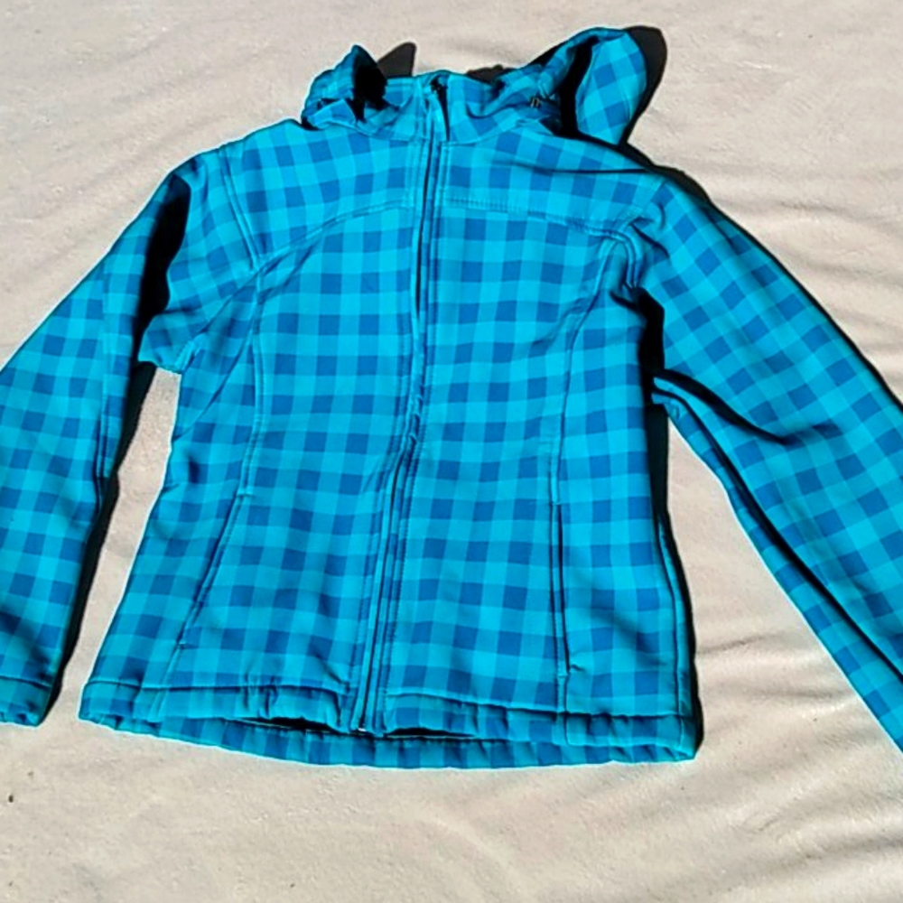 Girls Blue checkered rain jacket